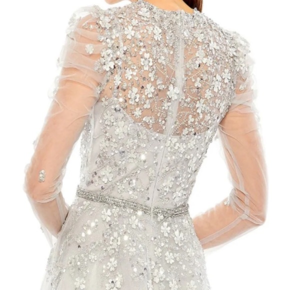 NWT Mac Duggal Dress 20444 // Embellished Gathered Long sleeve A-Line // Size 10 - Picture 3 of 8